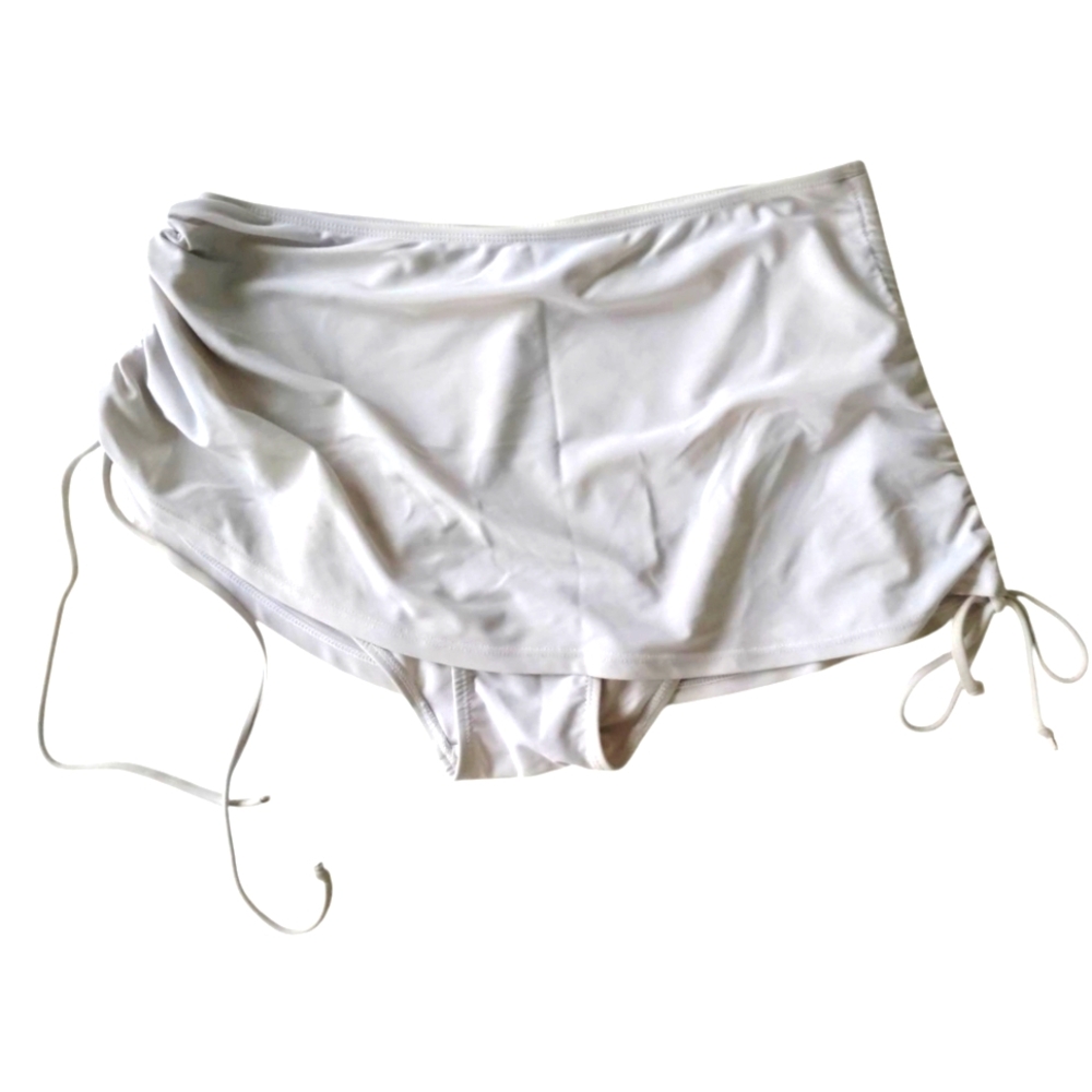Light Gray Bikini Skirt with Tie Up Side Ruching - Picture 4 of 4